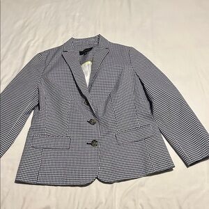 Talbots Blue Gingham Blazer blue and white check